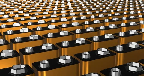 9 volt battery serial production Stock Footage 95404842