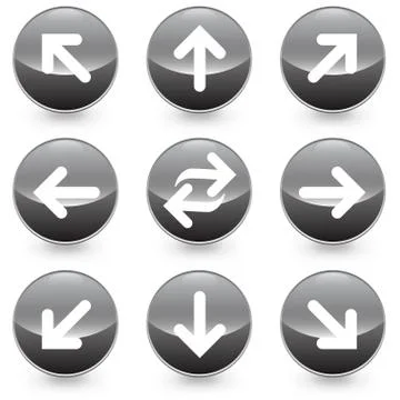 9 Web Arrows Black background vector illustration Illustrazione stock