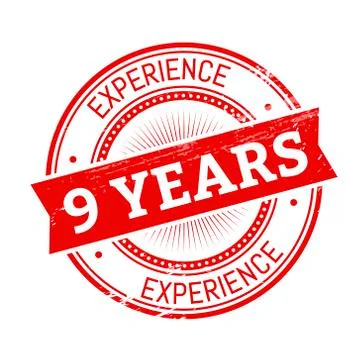 9 years experience round stamp Illustrazione stock