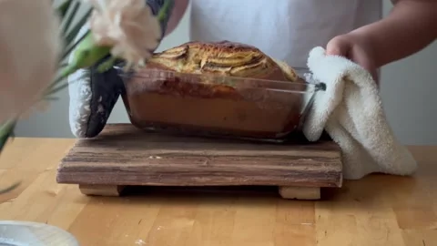 9 years old boy preparing  a banana cake. kids cooking step by step Stock Footage 274656369