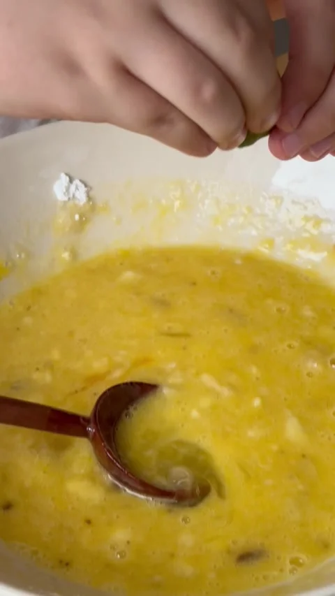 9 years old boy preparing  a banana cake. kids cooking step by step Stock Footage 274656572