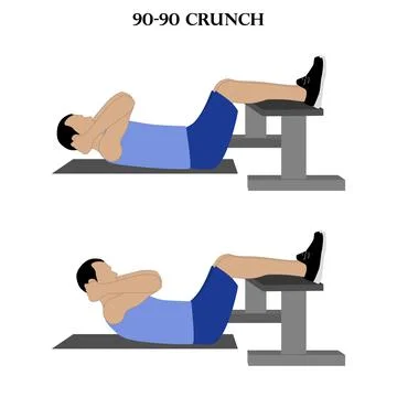 90-90 crunch exercise strength training workout vector illustration Illustrazione stock