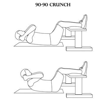 90-90 crunch exercise strength workout vector illustration outline Stock Illustration