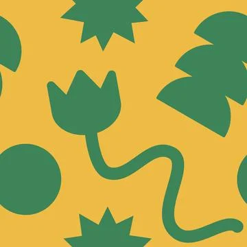 90 cool Brutalism seamless pattern. Naive playful abstract shapes in trendy Stock Illustration