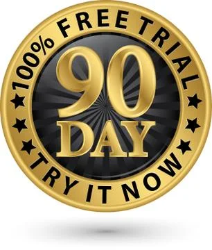 90 day free trial try it now golden label, vector illustration Stock-Illustration