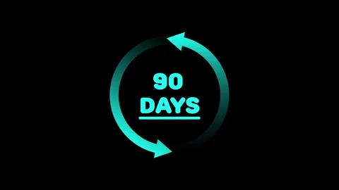 90 days text icon with arrow animation isolated on black background Vidéo 334647507
