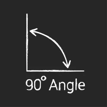 90 degree angle chalk icon, isolated icon with angle symbol and text Illustration