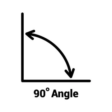 90 degree angle icon, isolated icon with angle symbol and text Stock Illustration