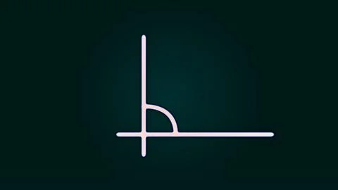 90-degree angle simple icon. White neon on a black background. Mathematical.. Ilustración de archivo