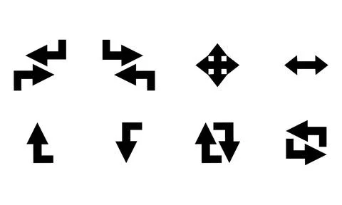 90 Degree Corner Turning Arrows and Circular Reciprocal Loop Vectors Stock Illustration