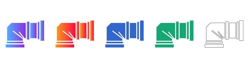 90 Degree Pipe Connector Vector Icon Set Stock Illustration