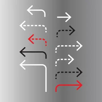 90 Degree Turn - Charting the Course - Set of Diverse Arrows Pointing to Success Stock Illustration