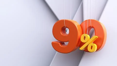 90% discount. 3D white background with percent sign. Illustrazione stock