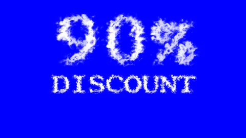 90% discount cloud text effect blue isolated background Stock Footage 139640587