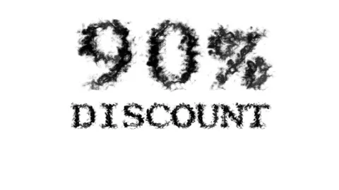90% discount smoke text effect white isolated background Stock Footage 139628732