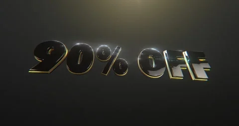 90% Off discount title in 3d animation Stock Footage 251598158