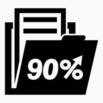 90% increase in stock prices. Increase in the value of securities. Stock Illustration