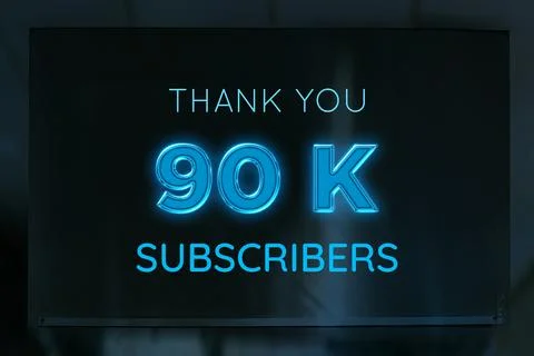 90 K  subscribers celebration greeting banner with LED sign Design Stock Illustration