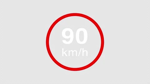 90 kmh speed limit road sign icon animation Stock Footage 335466602