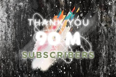 90 Million  subscribers celebration greeting banner with  Gleam Design Stock Illustration