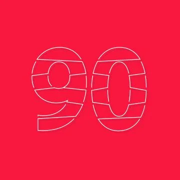 90 number, linear stroke font. Modern trendy, creative style design. For logo Stock Illustration