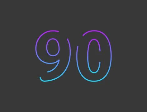 90 number, outline stroke gradient font. Trendy, dynamic creative style desig Stock Illustration