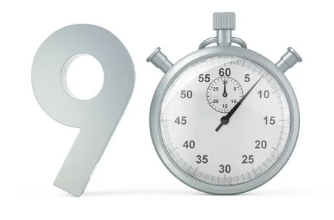90 number with stopwatch. 3D rendering Stock Illustration