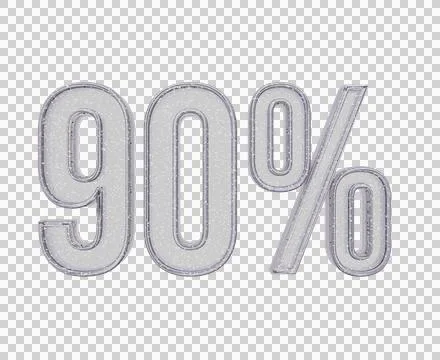 90 percent 3d text glitter render illustration on transparent background Stock Illustration