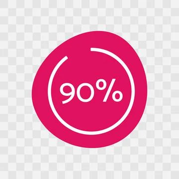 90 percent chart. Vector percentage infographics. Business sign Illustration