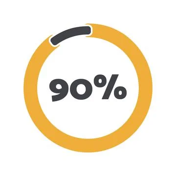 90 percent chart. Vector percentage infographics. Circle isolated icon 스톡 일러스트