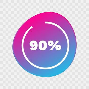 90 percent chart. Vector percentage infographic element. Gradient icon 스톡 일러스트