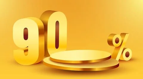 90 percent Off. Discount creative composition. Product presentation, mock up Stock Illustration