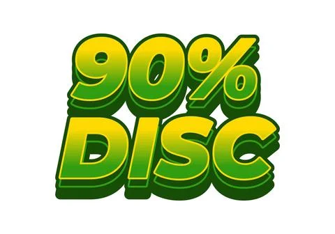 90 percent discount. Text effect in 3D style with eye catching colors Stock Illustration