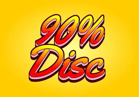 90 percent discount. Text effect in 3D style with eye catching colors Stock Illustration
