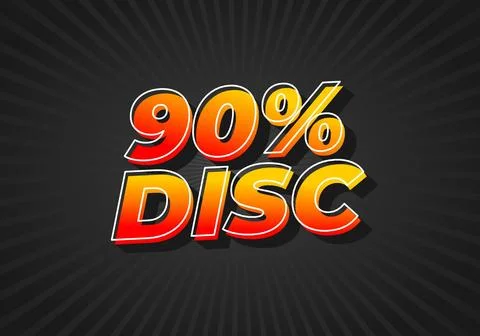 90 percent discount. Text effect in 3D style with eye catching colors Stock Illustration