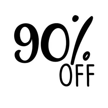 90 percent off lettering. Vector calligraphy. Handwritten text. Sketch Hand Stock Illustration