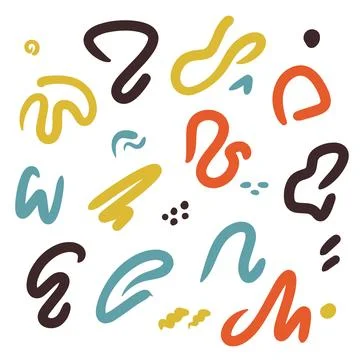 90 style squiggles collection. Multicolored doodles for textile or background Stock Illustration