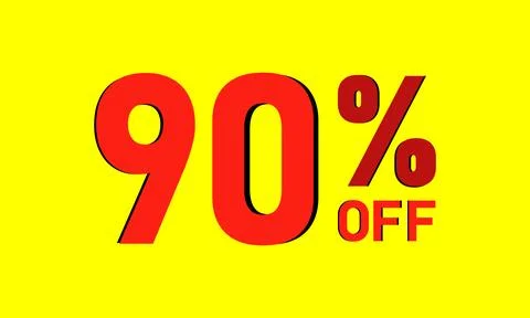 90% OFF text on yellow background Stock Illustration