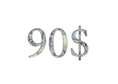 $ 90. Us dollar banknotes. The texture of the money. Isolated on white backgr Stock Photos