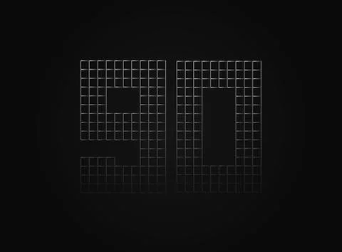 90 vector number made of metal chain link fence. For logo, brand label, desig Stock Illustration
