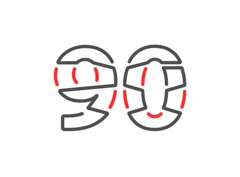90 vector number. Modern trendy, creative style line design. For logo, brand  Stock Illustration