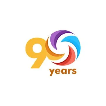 90 Year Anniversary Rainbow Vector Template Design Illustration Stock Illustration
