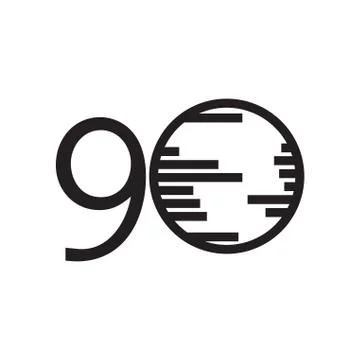 90 Years Anniversary Vector Template Design Illustration Stock Illustration