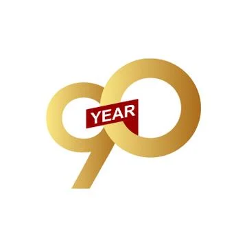 90 Years Anniversary Vector Template Design Illustration Stock Illustration