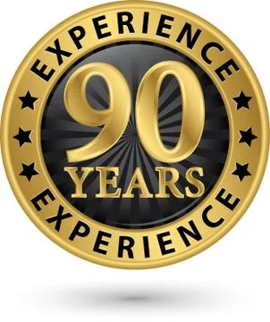 90 years experience gold label, vector illustration Stock Illustration