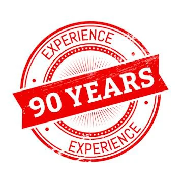 90 years experience round stamp Stock Illustration