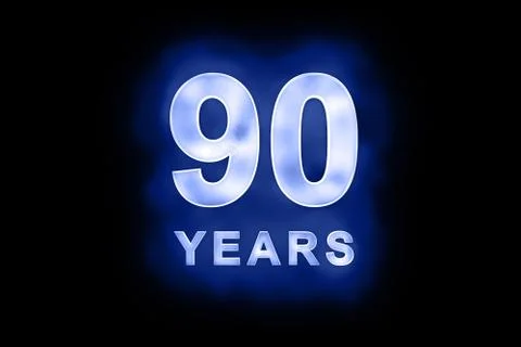 90 years text with blue glow Stock Illustration