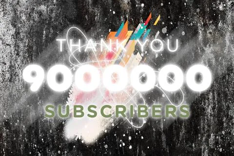 9000000 subscribers celebration greeting banner with  Gleam Design Stock Illustration