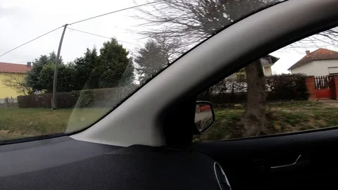 907-02 Car Ride Passenger Side View Drive Trough Village Stock Footage 106916368