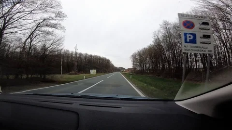 909-01 Car Ride Passenger View Drive Trough Village And Countryside Stock Footage 106915984